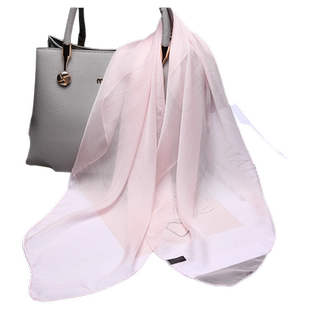 100%桑蚕丝方巾6A级真丝雪纺丝巾春夏秋冬百搭围巾披肩浅淡粉红色