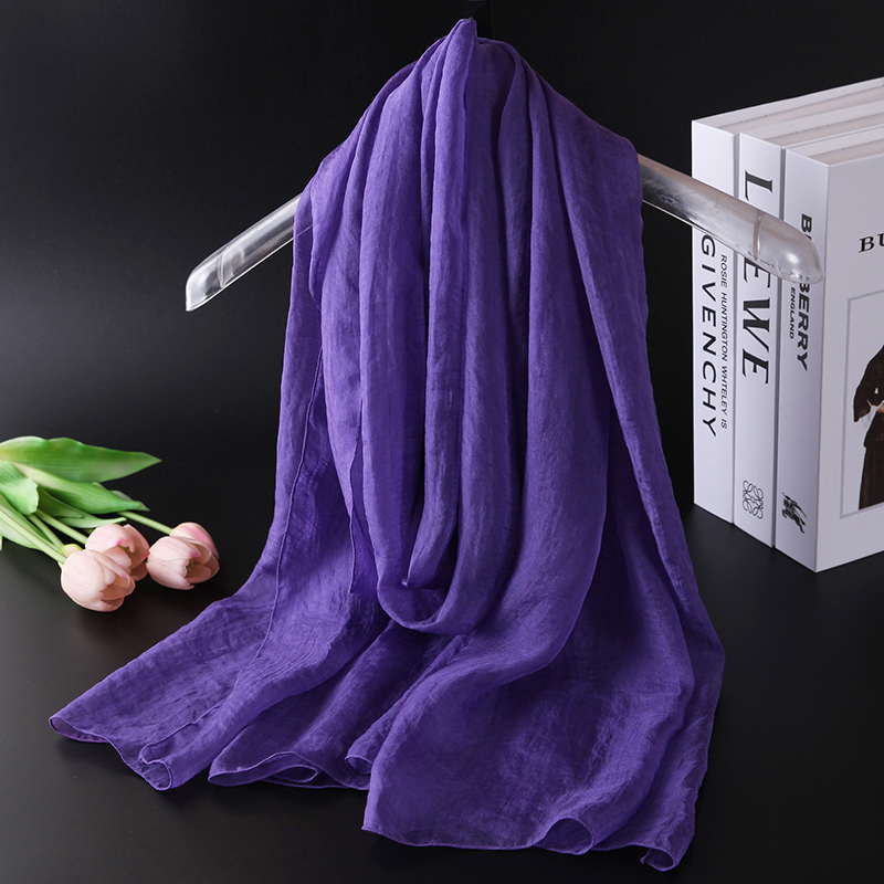 魅紫色正品高端真丝丝巾女披肩