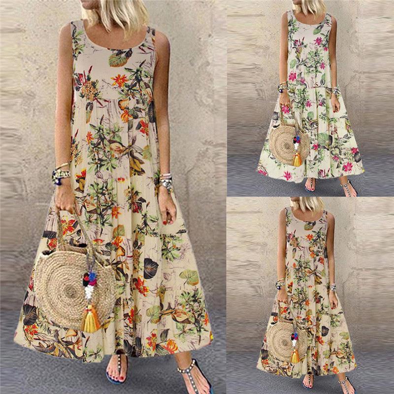 Cotton and linen cake dress, women's new dress