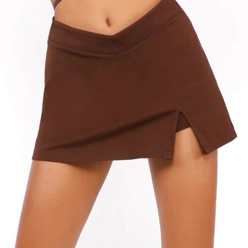Word waist slit mini short skirt for women, anti slip half