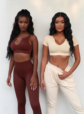 Knitted sports collar, vest, pants, yoga clothes, fitness