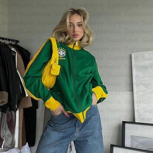 sleeved zipper letter Aesthetic commuting jacket long with