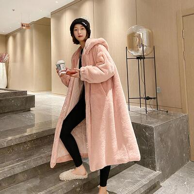 Imitation coat, women's knee length sheep shearing fur
