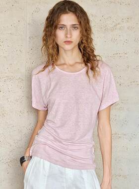 Lao Qian Gui Qi Linen Knitted Shirt Short Sleeve Women's