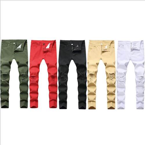 Beggar ripped jeans men's five color ripped pants men's