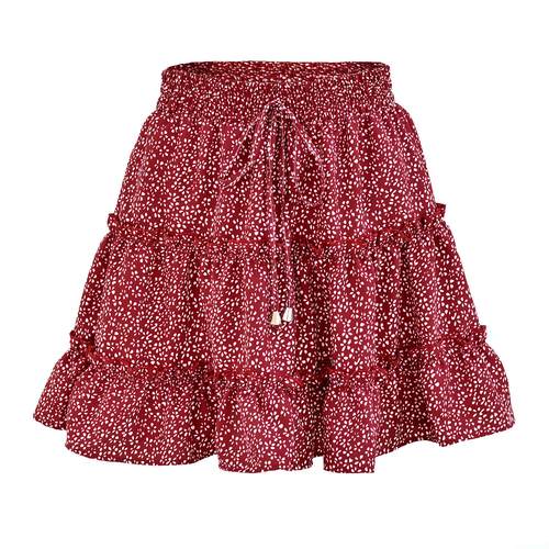 Women's high waisted ruffled floral skirt with floral