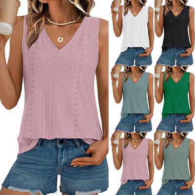 Tank top with sleeveless eyelets for women