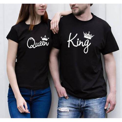 Couple set short sleeved men's T-shirt with letter print