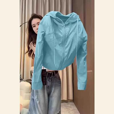 Sunscreen top hooded short jacket