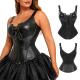 leather court corset Outer black chest lace