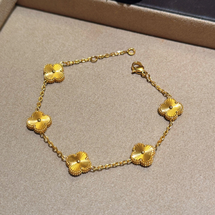 杨杨babytime 金店同款！鎏金四叶草中花手链亚金高保色轻奢经典