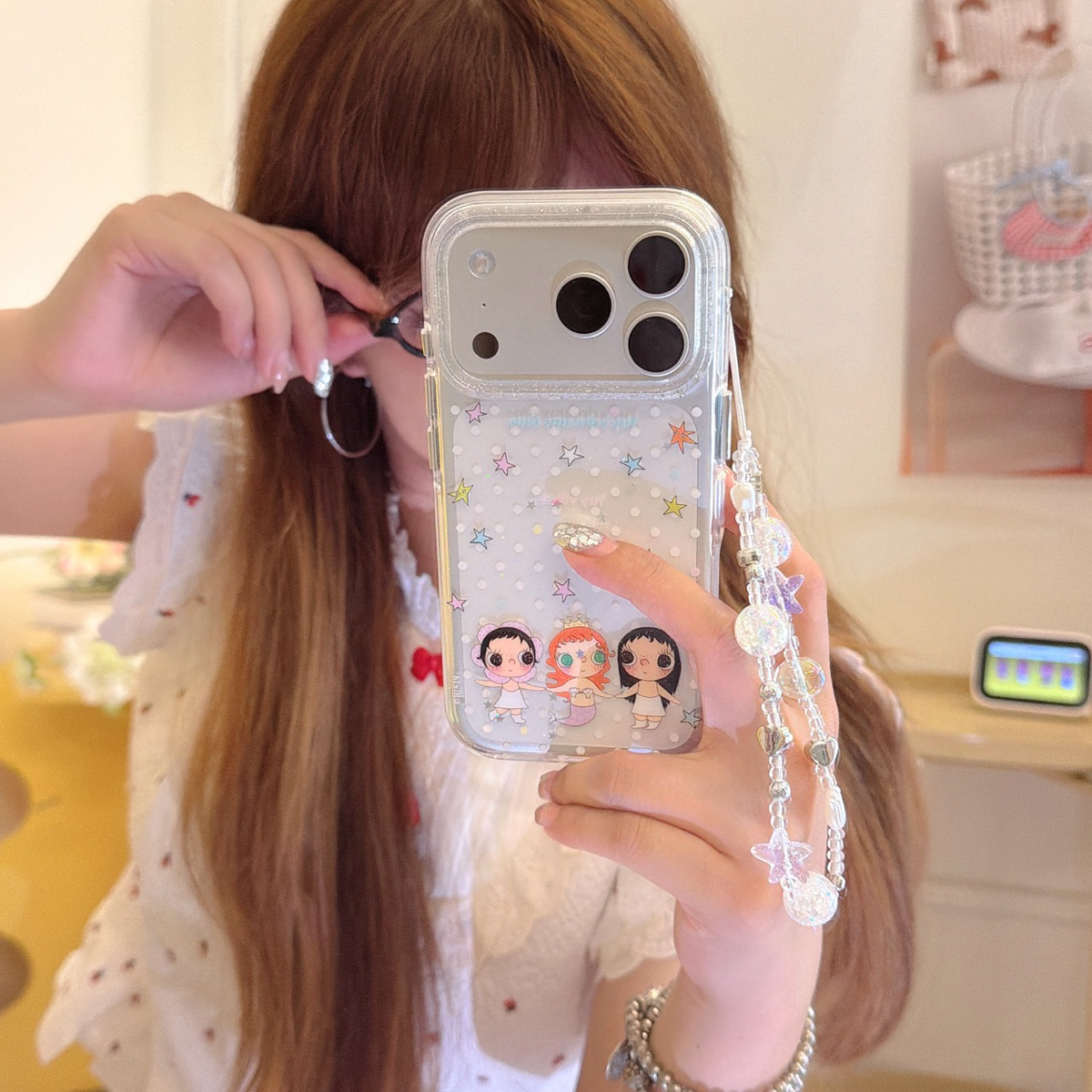 星星波点美人鱼小玉适用苹果17ProMax手机壳iPhone16全包14新款16Promax保护套13少女