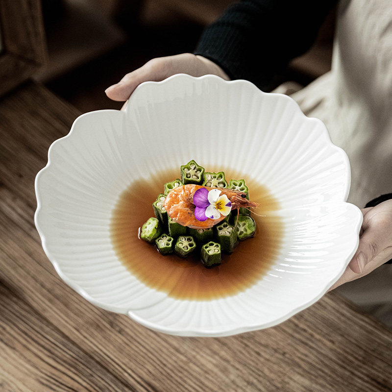 个性花边盘子陶瓷餐盘西餐意境菜盘家用餐具客厅零食水果盘沙拉盘