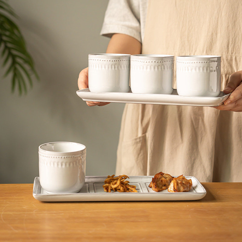 简约风陶瓷杯碟托盘套件日式料理餐具待客下午茶茶具杯子茶点心盘