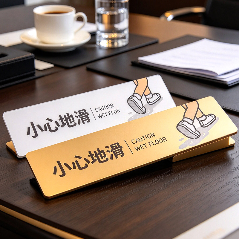 亚克力酒店小心地滑温馨提示牌标识牌宾馆民宿浴室防滑警示牌卫生间洗手间安全标志小心滑倒门牌定制创意地贴