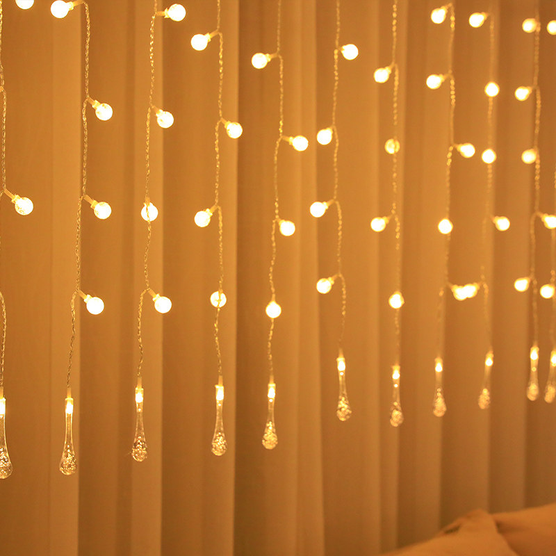 太阳能插电彩灯闪灯串灯满天星户外防水星星庭院装饰窗帘冰条灯
