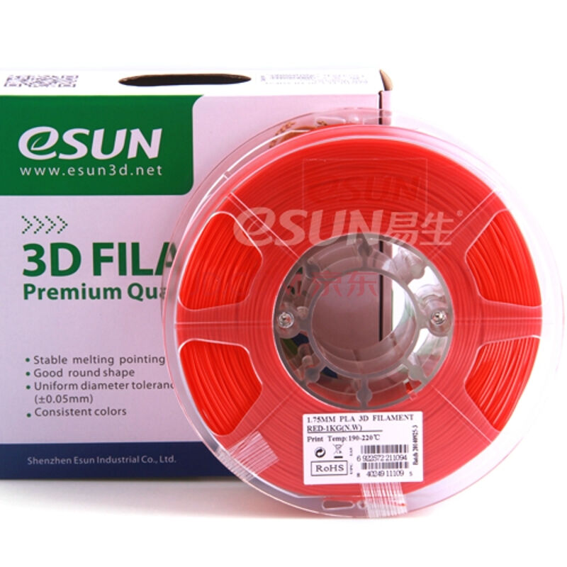 易生（eSUN）3D打印机耗材出口包装3.00mmPLA线条1000g红色