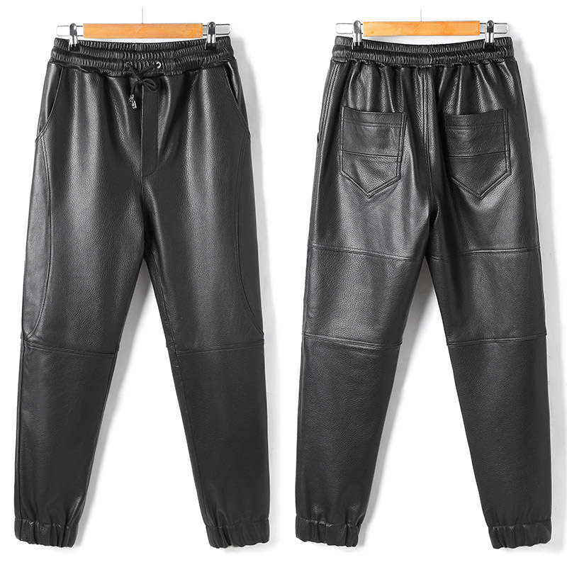 真皮皮裤男修身小脚裤韩版山羊皮冬季防风保暖摩托机车潮男62-828