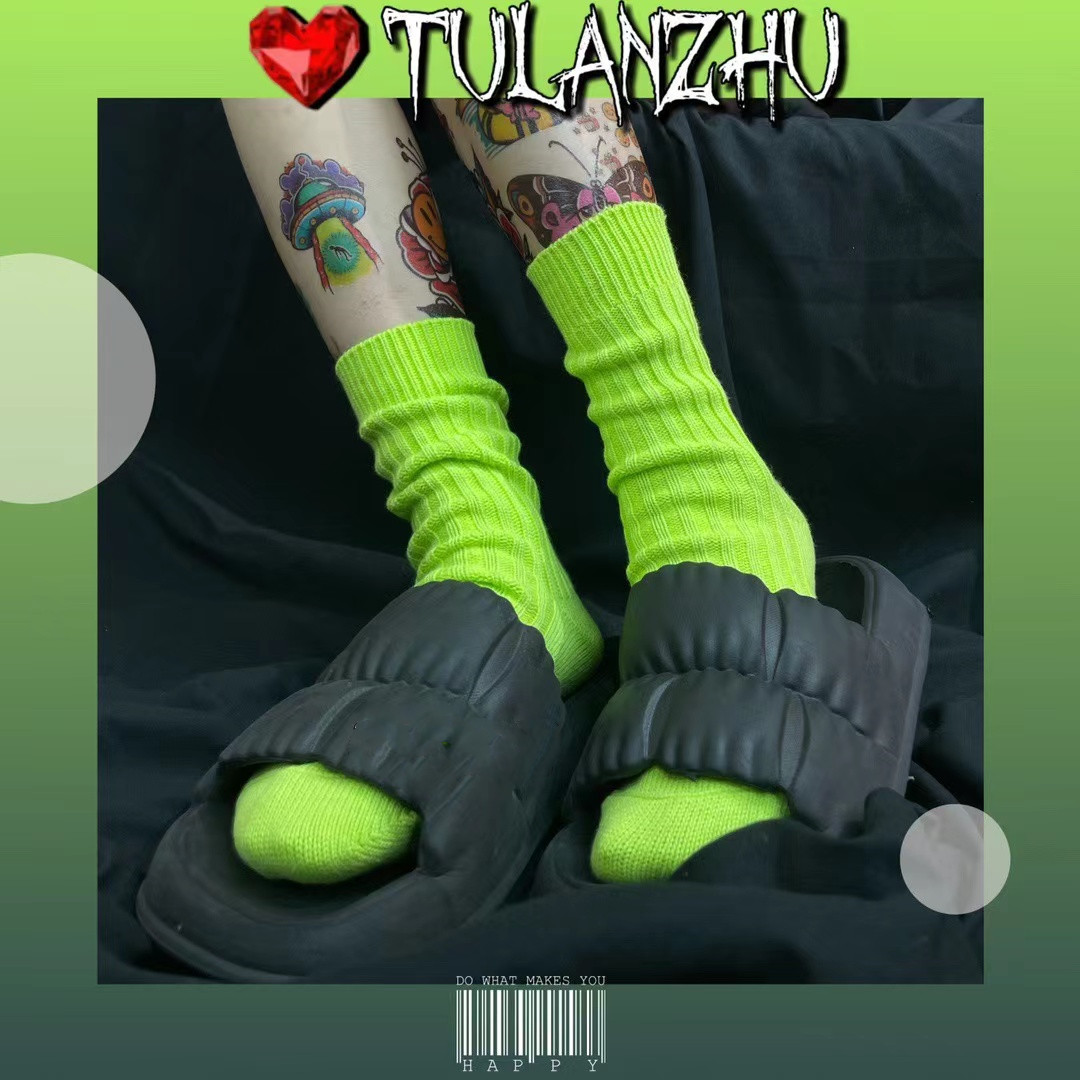 女纯棉糖果色中筒袜百搭简约潮