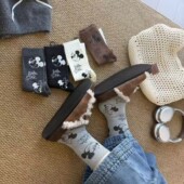 Puffshop 原创25FW米奇米妮头像字母涂鸦可爱中筒袜子学院风