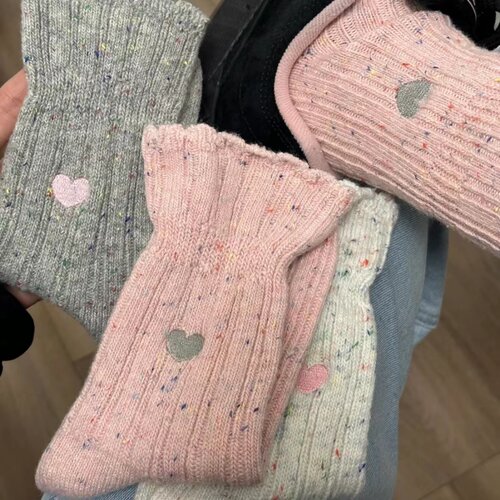 繁星点点花边点子纱羊毛袜爱心款