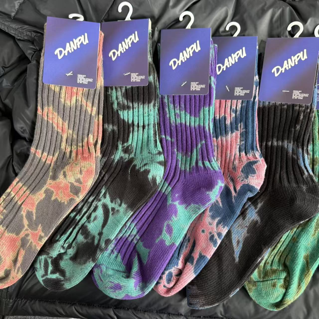 原创25FW粗线扎染复古运动袜