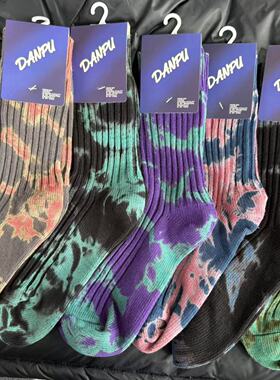 【Puffshop】原创25FW粗线扎染复古运动袜百搭潮流时尚中筒袜男女