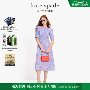 春季 新品 kate 春日波点褶皱连衣裙轻奢通勤休闲女 spade