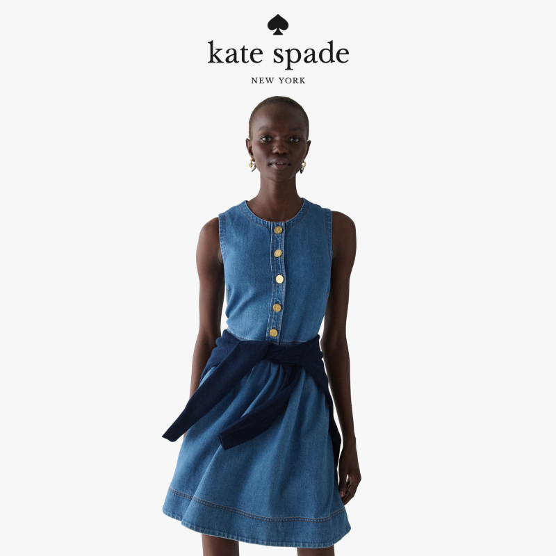【3期免息】【2025新款】kate spade  ks 无袖牛仔丹宁连衣裙轻奢