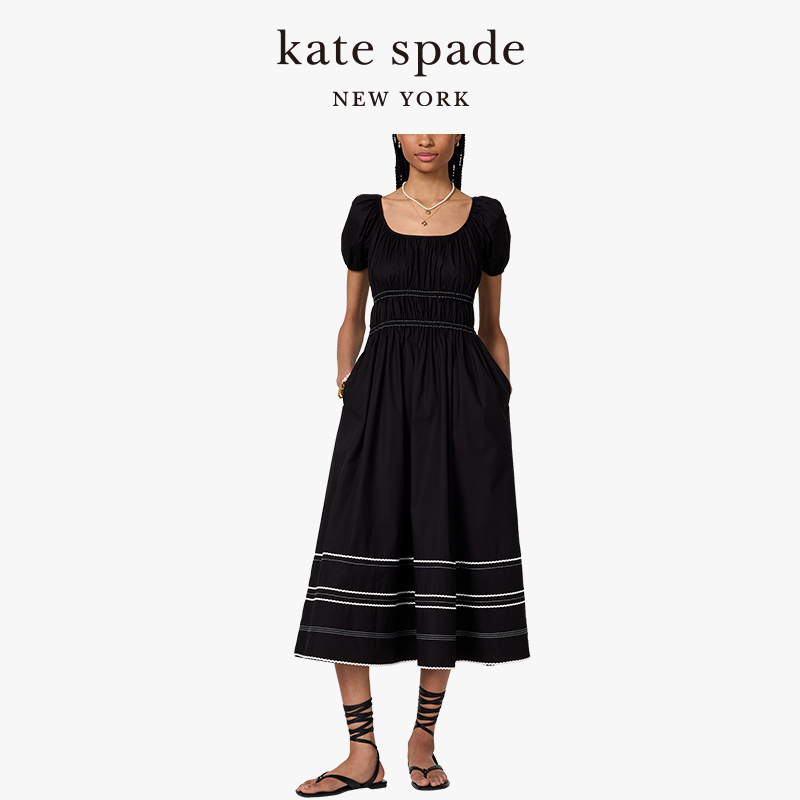 【2025新款】kate spade ks 波浪边出游度假风连衣裙轻奢时尚女装
