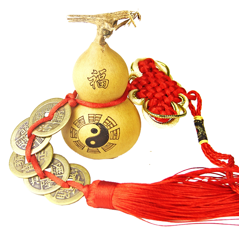 太极八卦葫芦挂件五帝钱摆件六帝铜钱汽车家居工艺装饰龙头