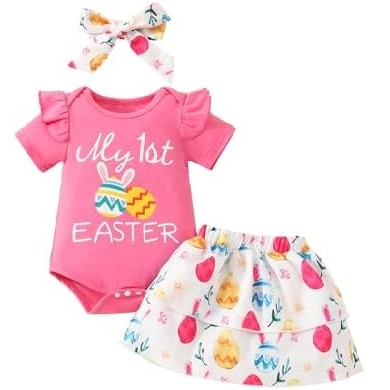 My 1st Easter Baby Girl Outfits Bunny Romper Bodysuit Ruffle