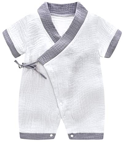 PAUBOLI Baby Kimono Robe Newborn Cotton Yarn Bodysuit Romper