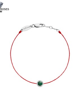 redline/红绳女士2023新款Reine0.088克拉钻石镶孔雀石金绳制手链