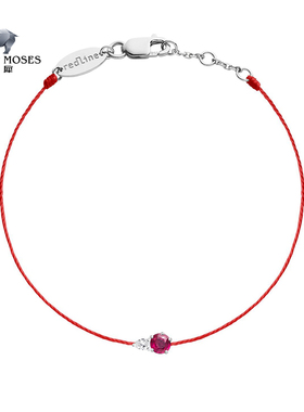 redline/红绳新款女士镶红宝石梨形钻石18K金Abby Rubis手链手绳