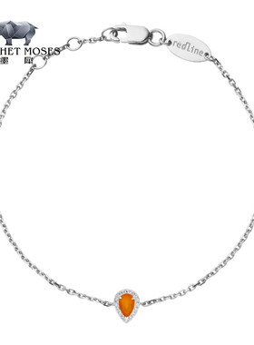 Redline/红绳女士橙色宝石0.07克拉水滴形钻石白金链制手链