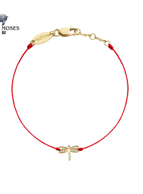 墨犀 Redline/红绳2023新款女士精美K金镶嵌钻石蜻蜓手链幸运手绳