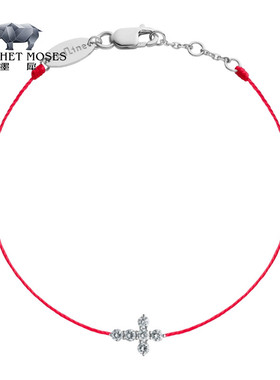 Redline/红绳女士Jean 0.20克拉圆形十字钻石白金绳制手链