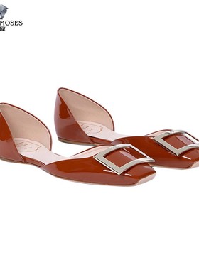 Roger Vivier/罗杰·维维亚女士红色牛皮标志搭扣方头芭蕾平底鞋