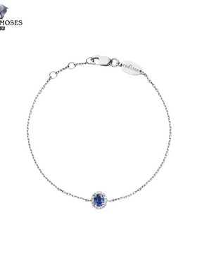 redline/红绳女士2023新款0.06克拉椭圆形钻石蓝宝石金链制手链