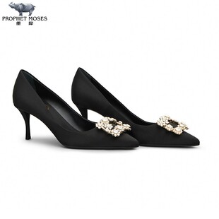 高跟鞋 罗杰·维维亚女士缎面水晶花搭扣高跟鞋 Vivier Roger