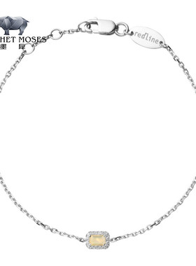 Redline/红绳女士0.06克拉方形钻石包裹蛋白石白金链制手链