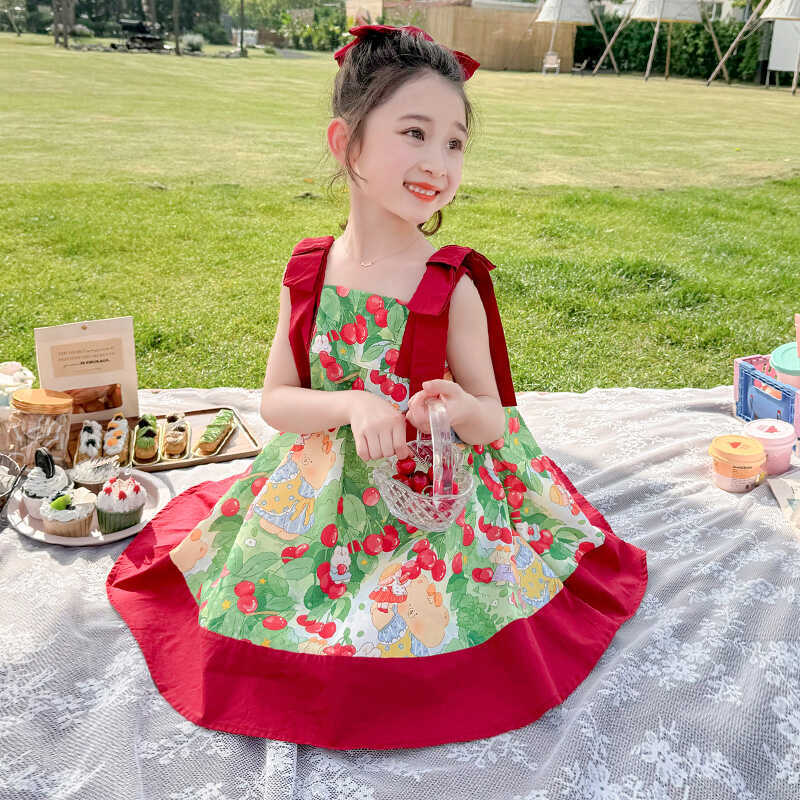 女童田园风吊带背心裙夏季新款