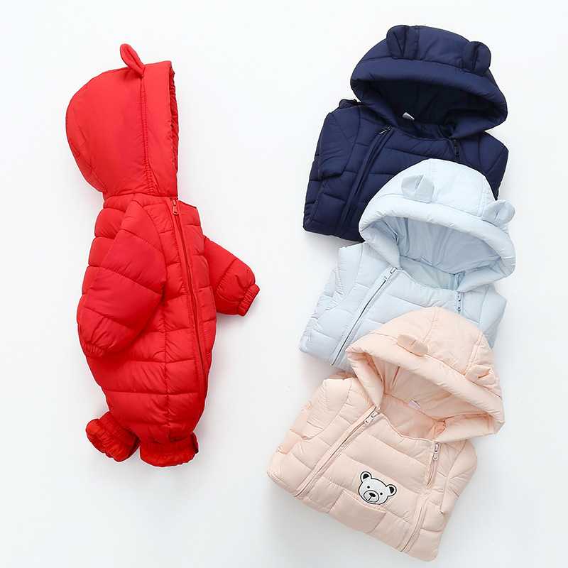 婴儿秋冬加厚新生儿哈衣爬服连体
