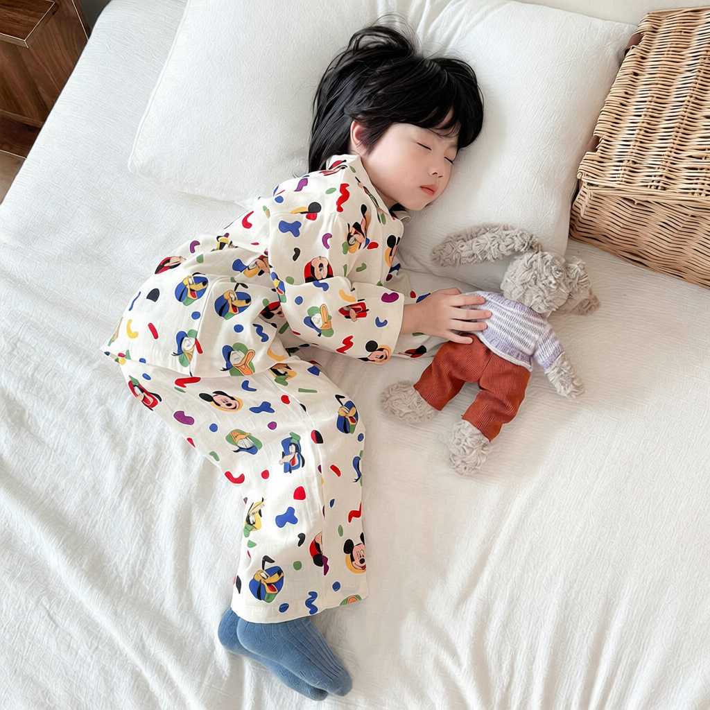 男童女童双层纯棉纱布长袖长裤夏