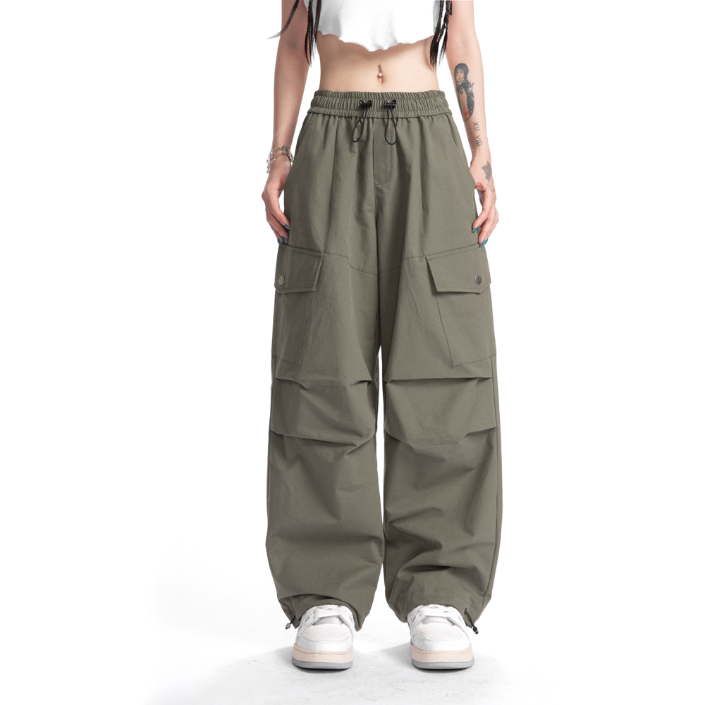 高腰潮牌babugge长裤抽绳复古