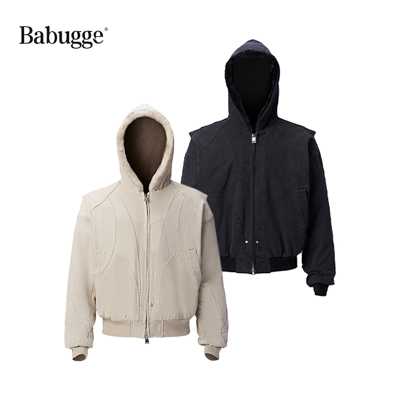 加绒加厚连帽冬季宽松短款棒球服