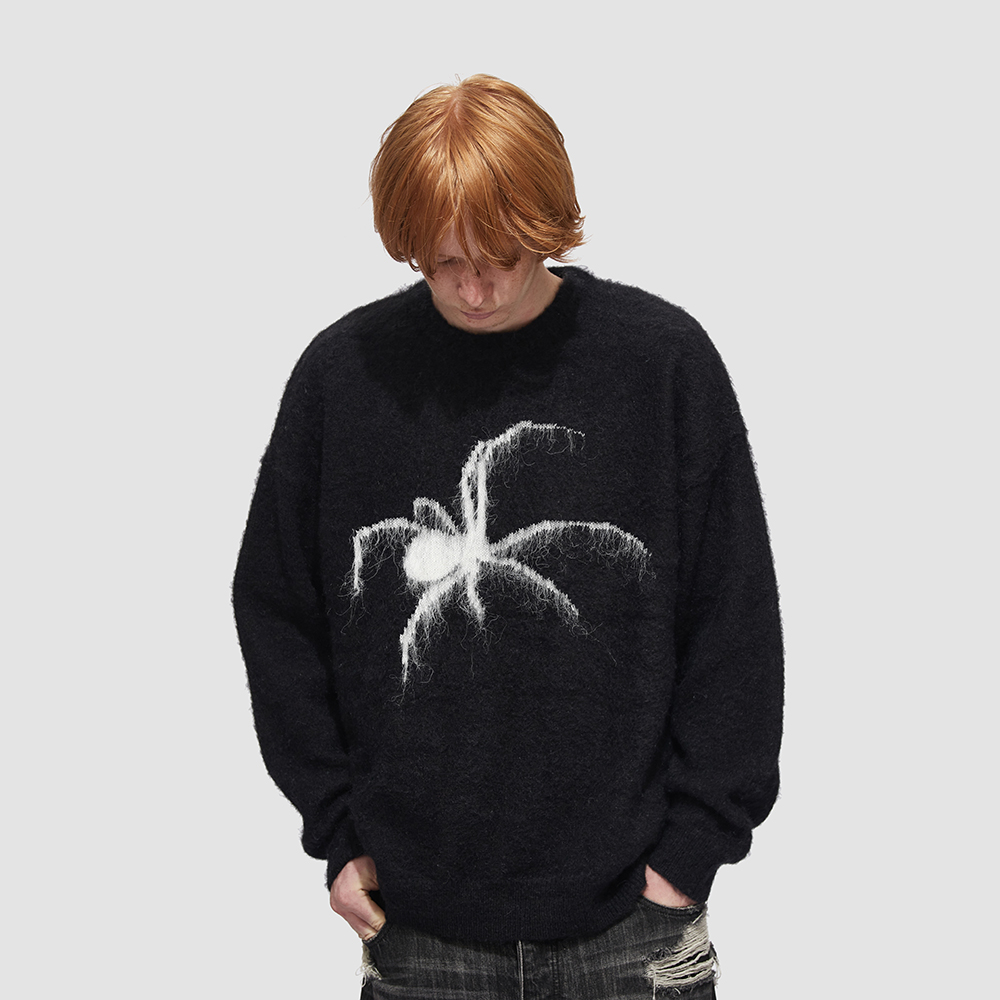 Babugge趣味蜘蛛提花针织毛衣