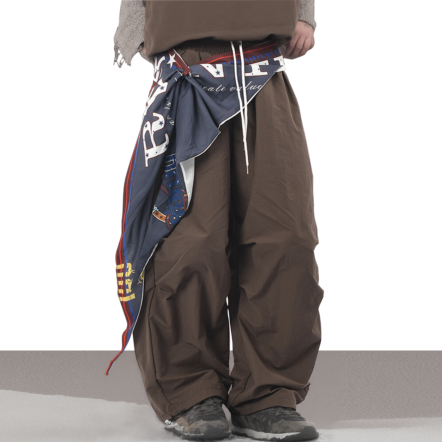 美式街头宽松垂感百搭阔腿裤潮