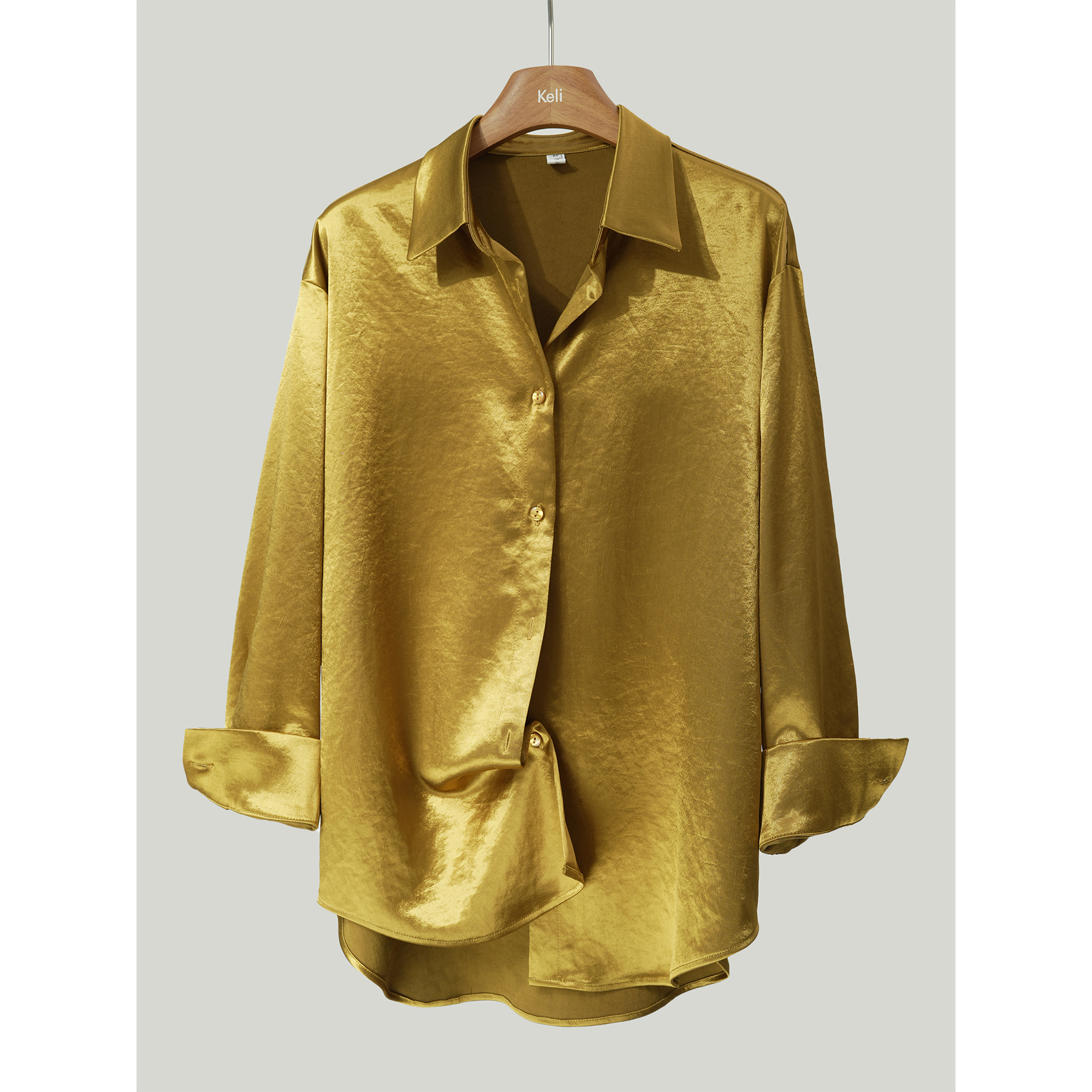 鎏金缎面百搭垂感抗皱加厚衬衫女